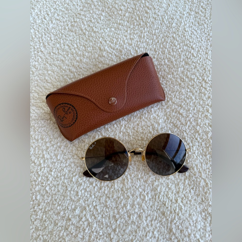 RAY-BAN Gold Frame Metal Sunglasses - Polarized